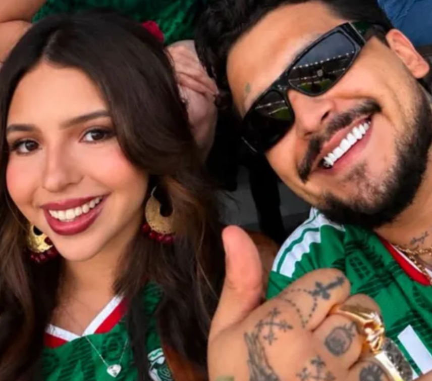 Ángela Aguilar y Christian Nodal apoyando a la Selección Mexicana