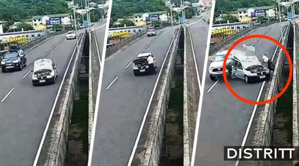 Hombre muere embestido tras detener su auto en puente