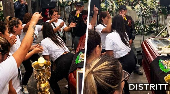 Mujer despide a su esposo perreando junto a su ataúd
