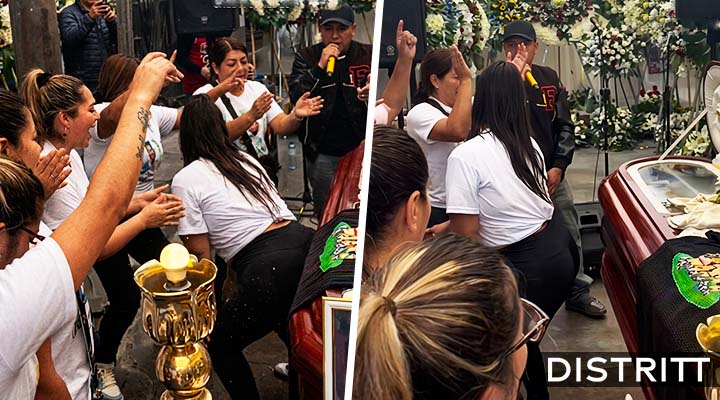 Mujer despide a su esposo perreando junto a su ataúd